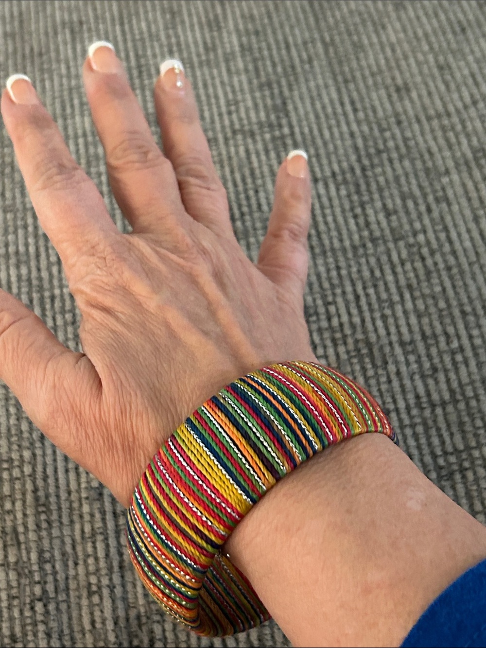 Handcrafted Multicolor Thread Wrapped Bangle Bracelet - Picture 6 of 9